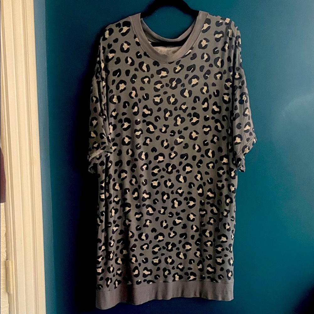 Soft and comfy Leopard Print Oversized Nightshirt with pockets
